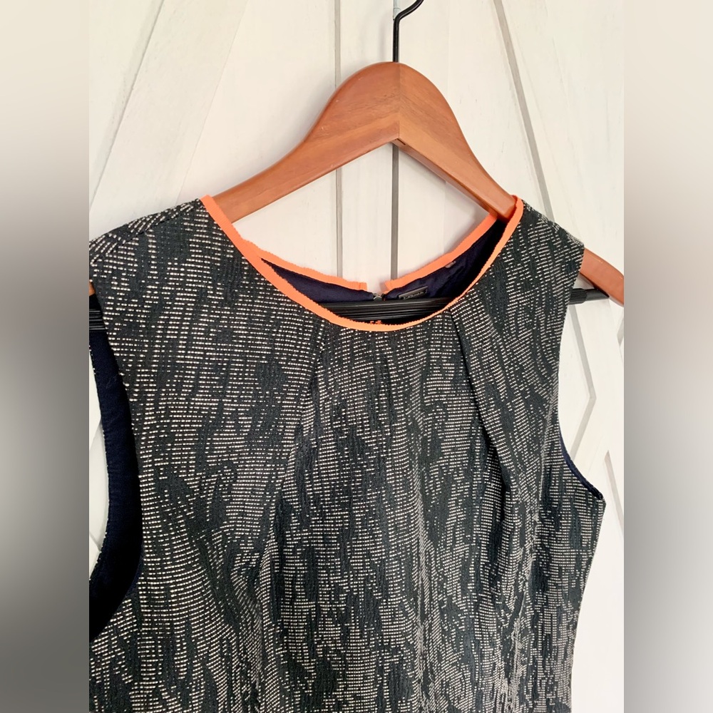 SOLD- Elie Tahari Marina Abstract Gray Jacquard Sheath Orange green Accent Dress - Picture 5 of 16